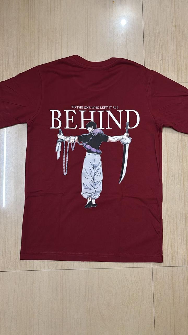 marron-back-print Behind Oversized T-Shirt - Image 1