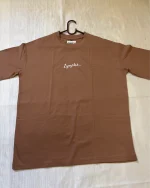 Brown Round Neck Oversized T-shirt - Image 6